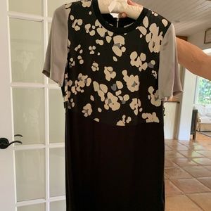 Rebecca Taylor 100% silk + viscose crew neck t shirt dress